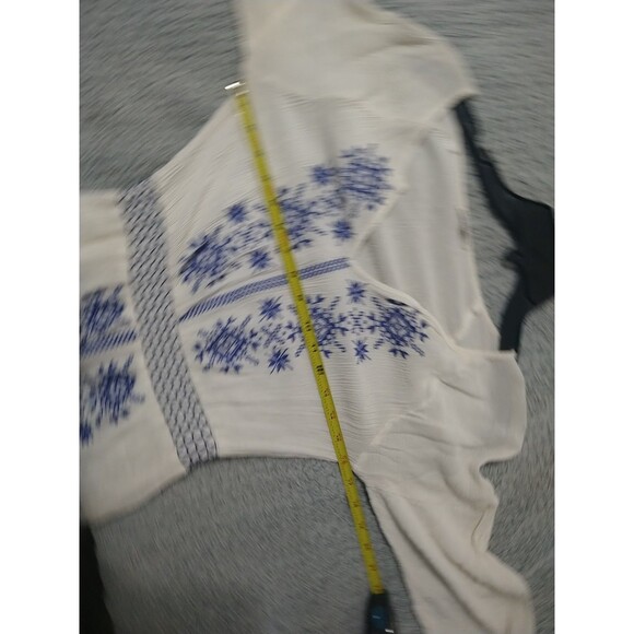 Black Swan Embroidered V-neck Summer Mini Dress Medium Cream Y2K Boho Cottage... - Picture 10 of 10